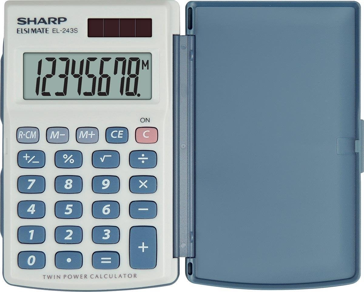 Calculadora Sharp - el243s - gris - 8 dígitos - 1 pila lr54 - sh-el243s