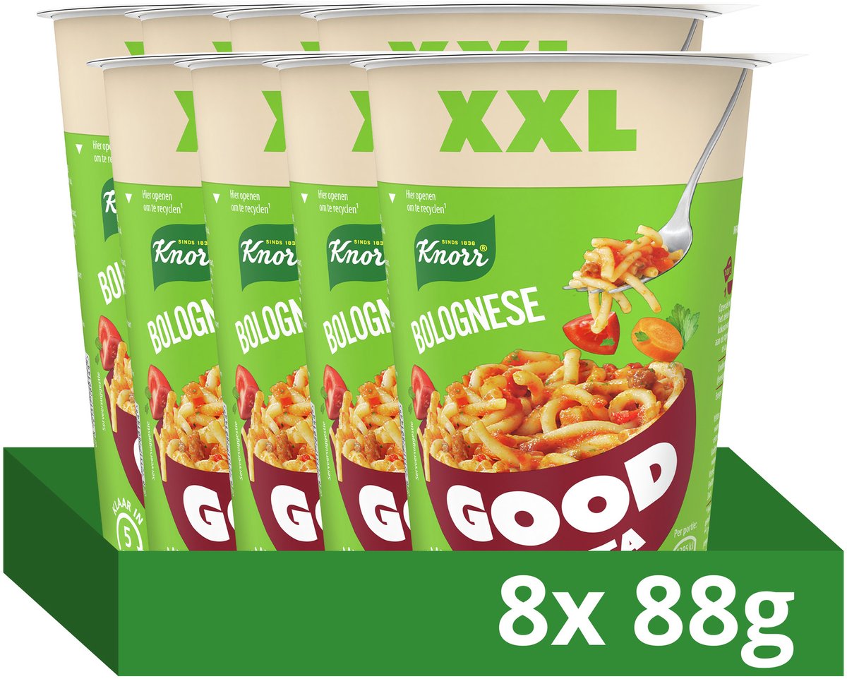 Knorr good pasta - boloñesa xxl - sin colorantes ni conservantes artificiales - 8 x 88 g