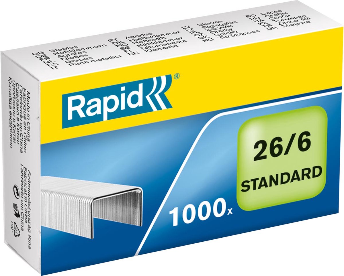 Grapas rapidas 26 6 galvanizadas estandar 1000 piezas