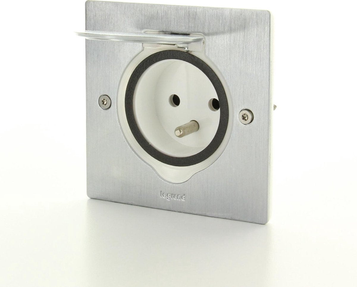 Legrand vloer wand stopcontact - 1v - ip44 - slagvast - rvs