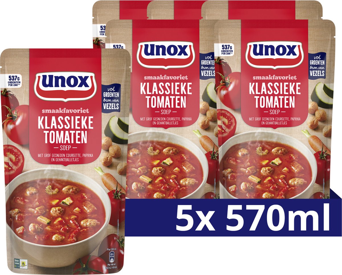Unox - zuppa in busta - passata di pomodoro classica - 5 buste x 570 ml