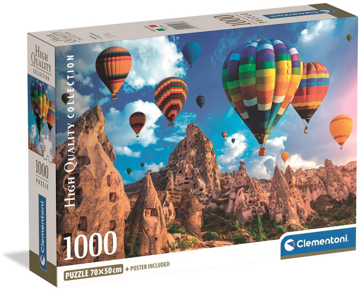 Clementoni - rompecabezas - 1000 piezas - globos en capadocia - rompecabezas para adultos - colección de alta calidad