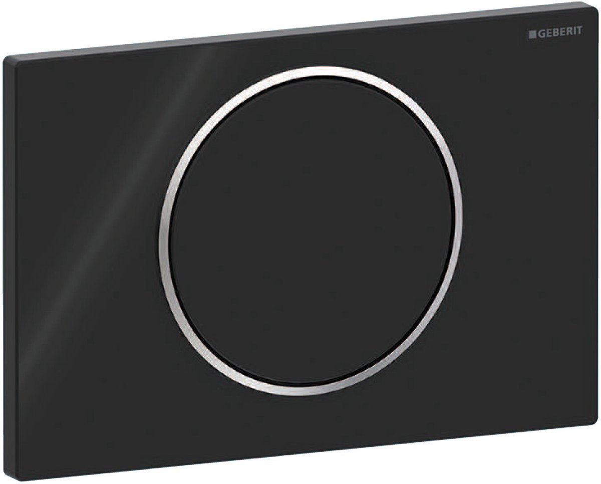 Placca di azionamento Geberit sigma10 - flush-stop flush - rotonda - nero nero lucido
