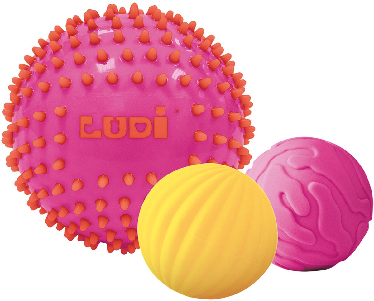 Ludi -3 bolas sensoriales rosa, ? 8cm, ? 15 centímetros