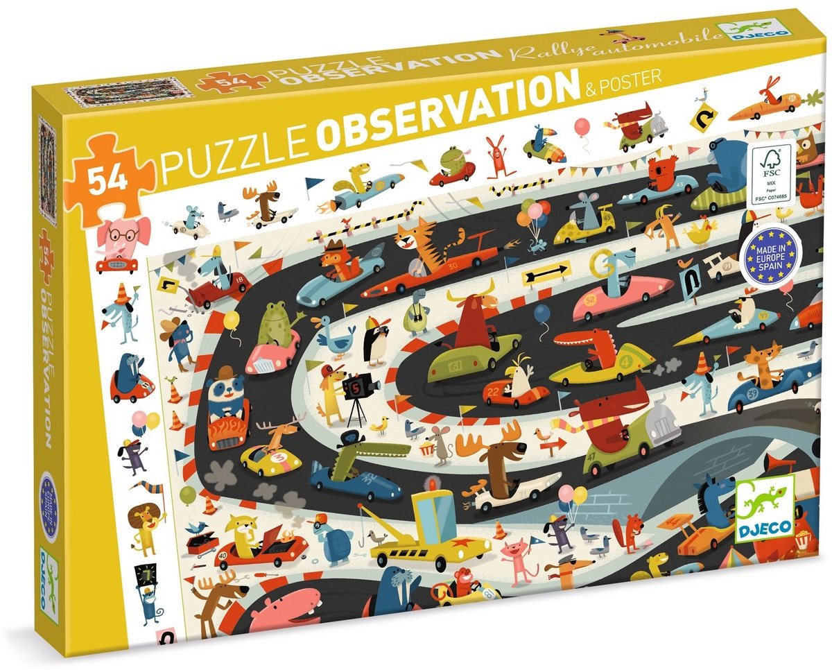 Djeco - puzzle - rally automobilistico - 54 pezzi