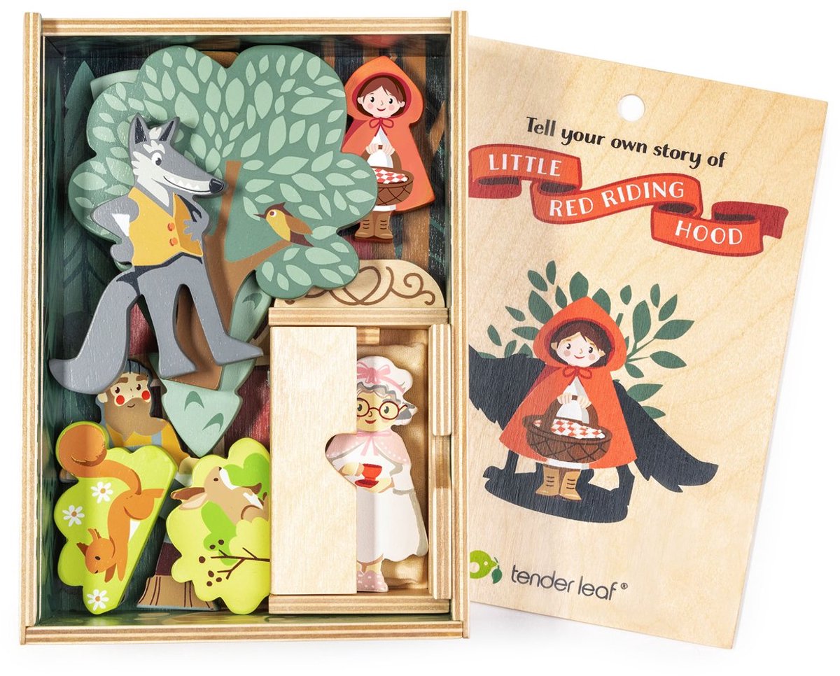 Tender leaf houten speelgoed roodkapje speelset voor kinderen.