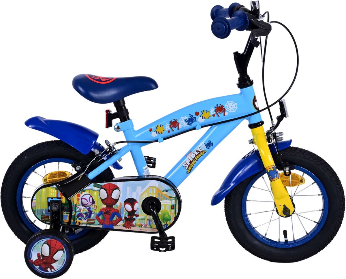 Spidey y sus increíbles amigos Spidey Children's Bike Boys 12 pulgadas azules de dos manos