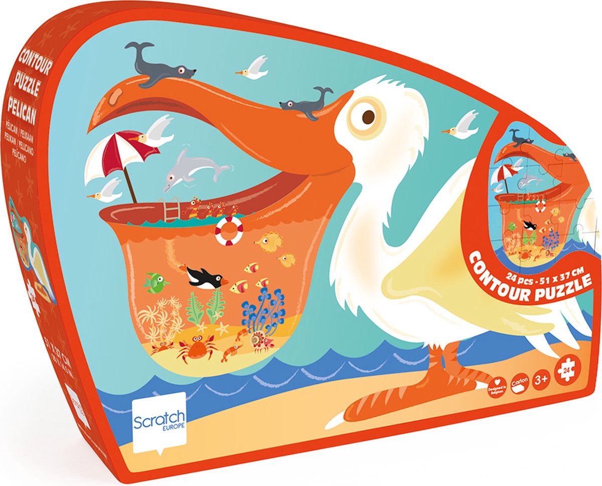 Puzzle di contorno da grattare - pellicano