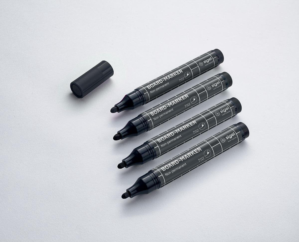 Sigel whiteboardstift - zwart - 4 stuks - whiteboard stift - si-ba012