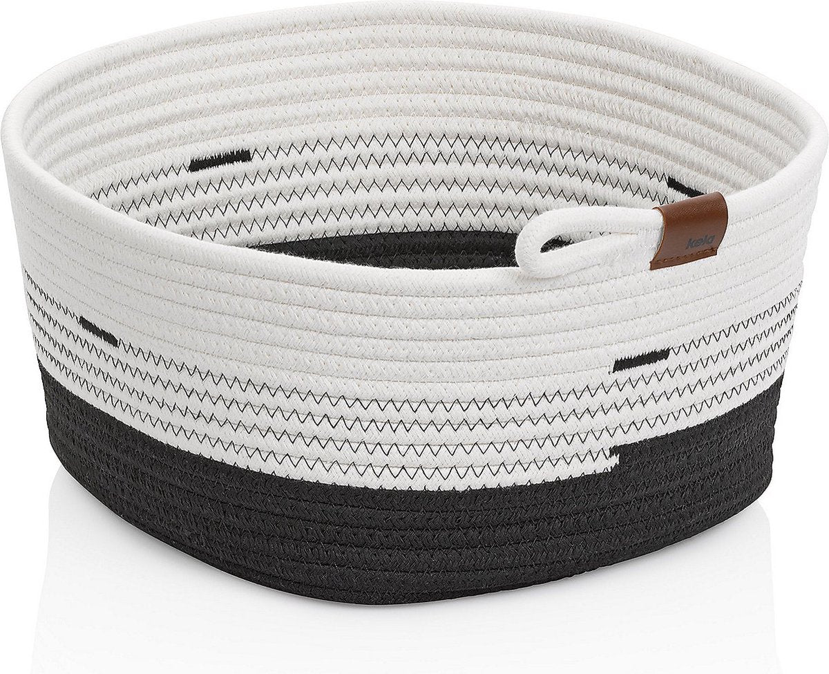 Cesta Kela, 32 x 27 cm, ovalada, blanco negro - |hedda
