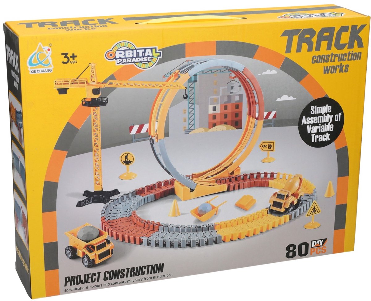 Juego de construcción de vías de construcción - 80 piezas