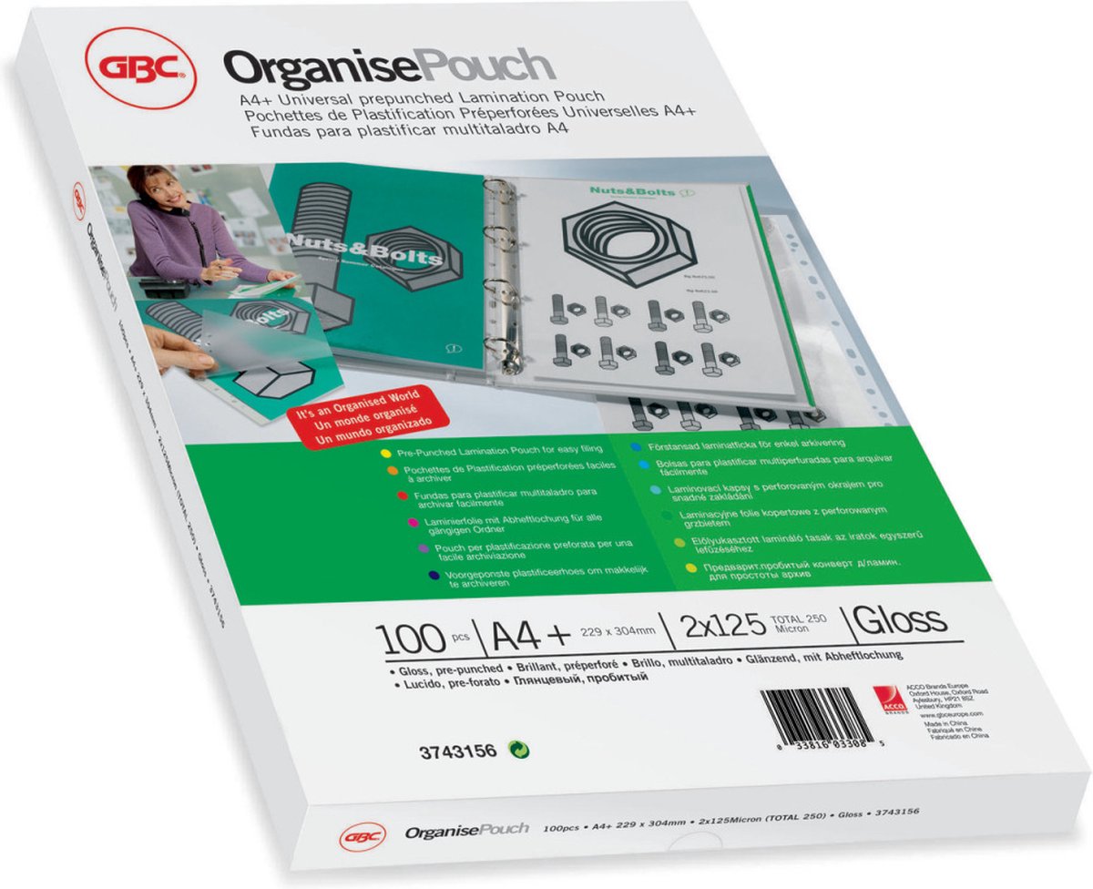 Gbc lamineerhoezen organize - a4 2x75micron - pak van 25 stuks