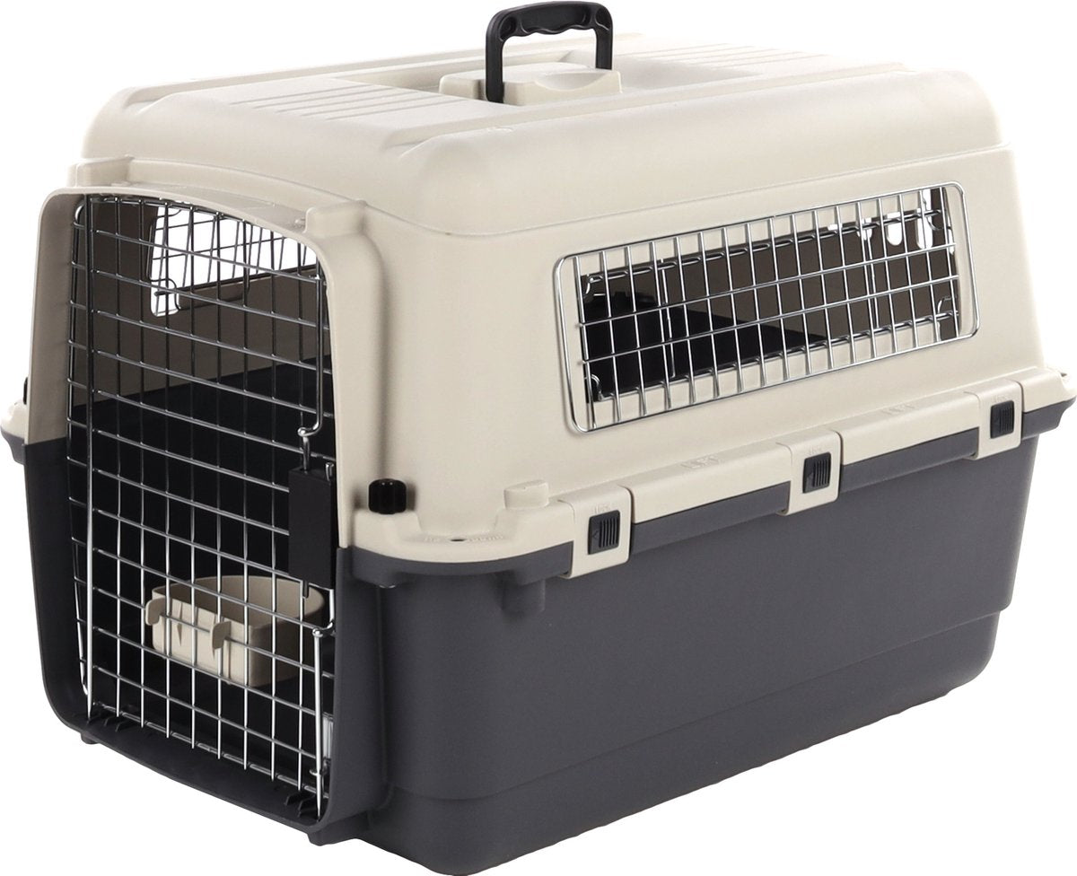 Caja de transporte Flamingo perro m 67×53×47 cm – jaula de transporte nomad gris oscuro