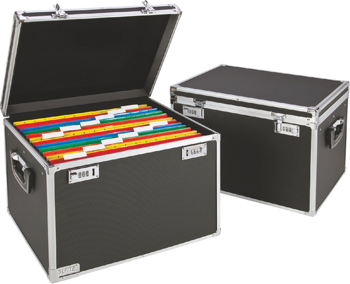 Custodia grande Leitz A4 - per 30 cartelle sospese - alluminio - nera