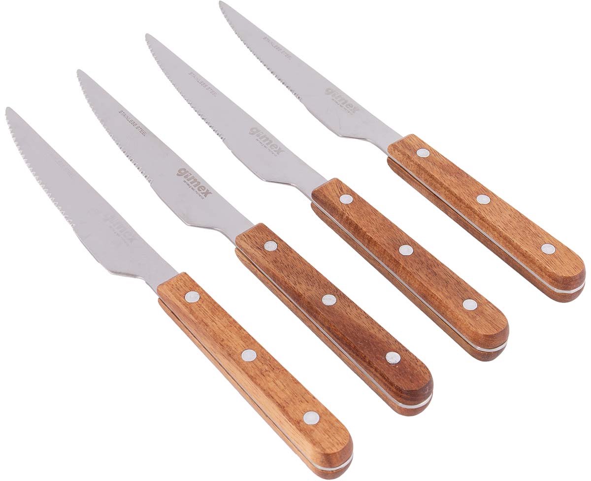 Gimex - linea natura - set coltelli - legno - acciaio inox - 4 pezzi