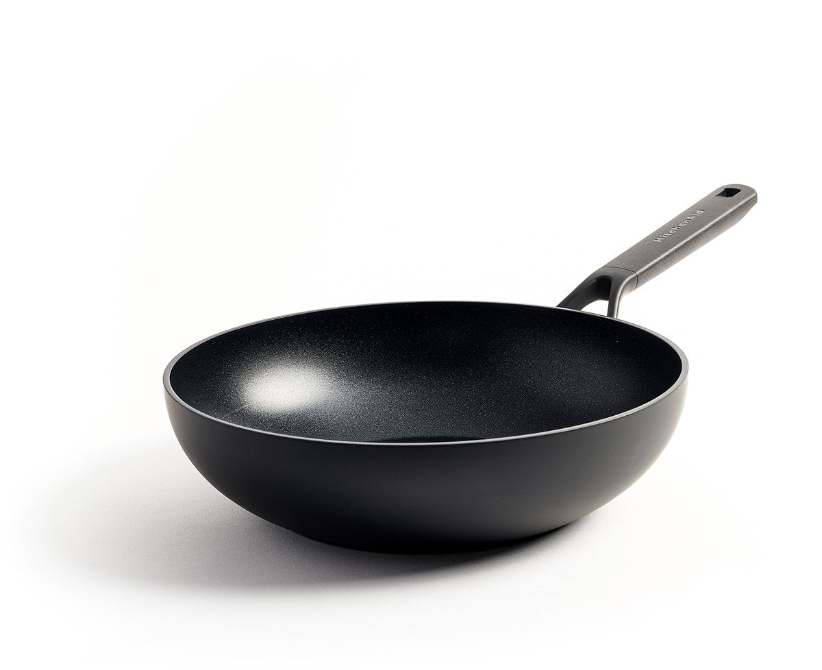 Kitchenaid classic wok de aluminio forjado ø28cm - negro - inducción - antiadherente - sin pfas