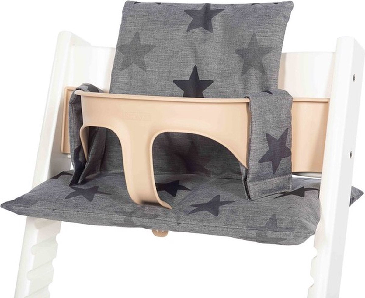 Dooky kinderstoel kussen set - past op tripp trapp stoel - grey stars