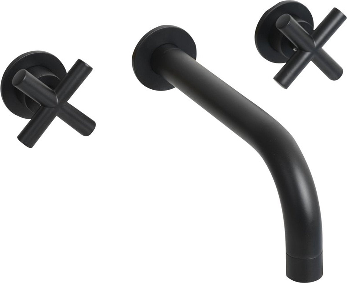 Rubinetto lavabo Plieger cross - rubinetto lavabo incasso - nero opaco - maniglia cross