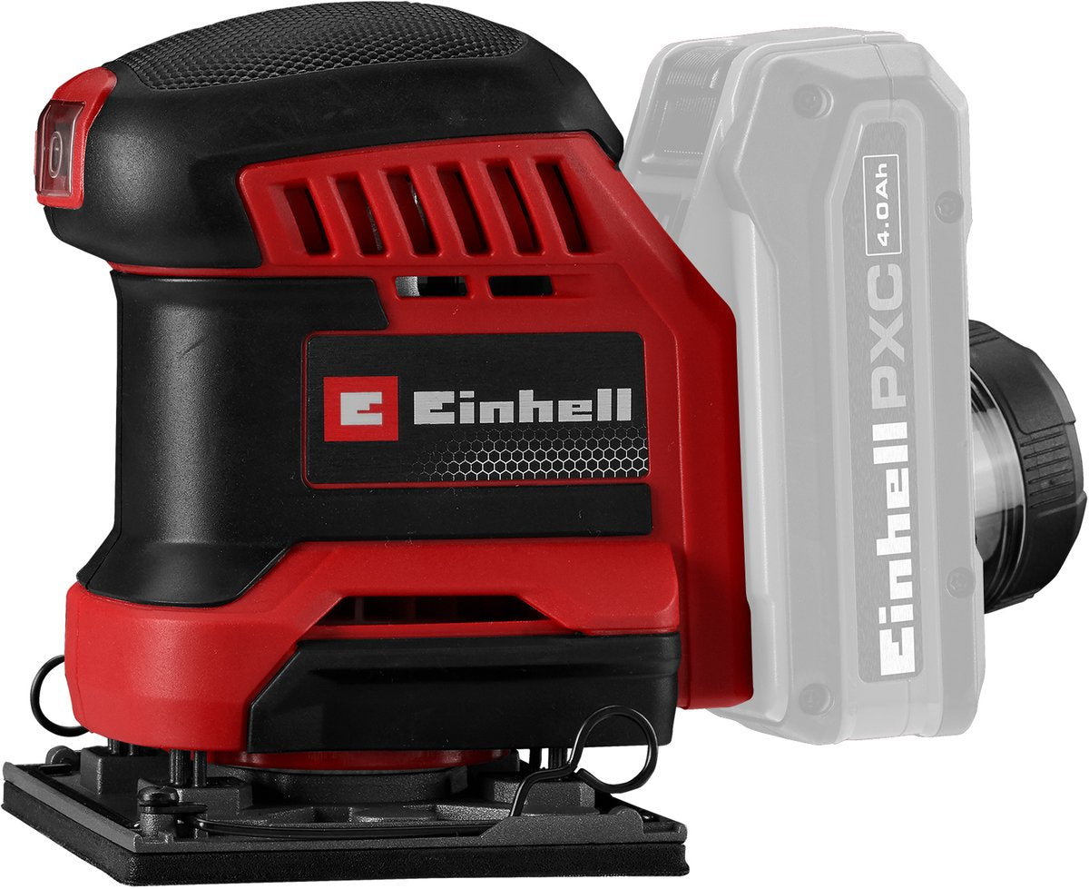 Levigatrice orbitale a batteria Einhell te-os 18 113 li solo - power x-change - 18 v li-ion - superficie di levigatura: 113 x 101 mm - incl. 2 fogli di carta vetrata - escl. batteria e caricabatterie