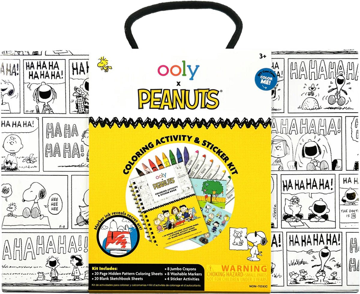 Ooly - x arachidi - set da colorare e adesivi Snoopy - 8 pennarelli lavabili e matite colorate