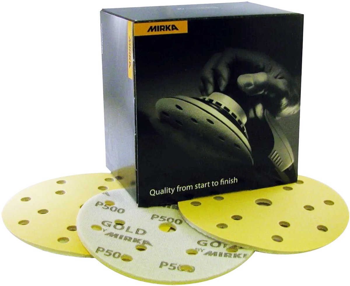 Dischi abrasivi Mirka Gold in schiuma morbida 150 mm con 15 fori - P320