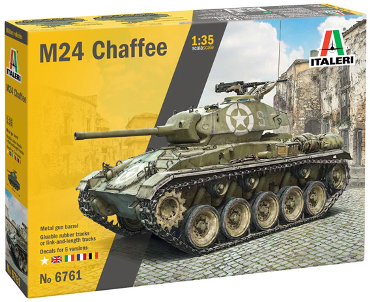 Maqueta Italeri vehículos militares - 6761 m24 -chaffee- - tanque de reconocimiento ligero de plástico - 1:35 - fabricación de modelos