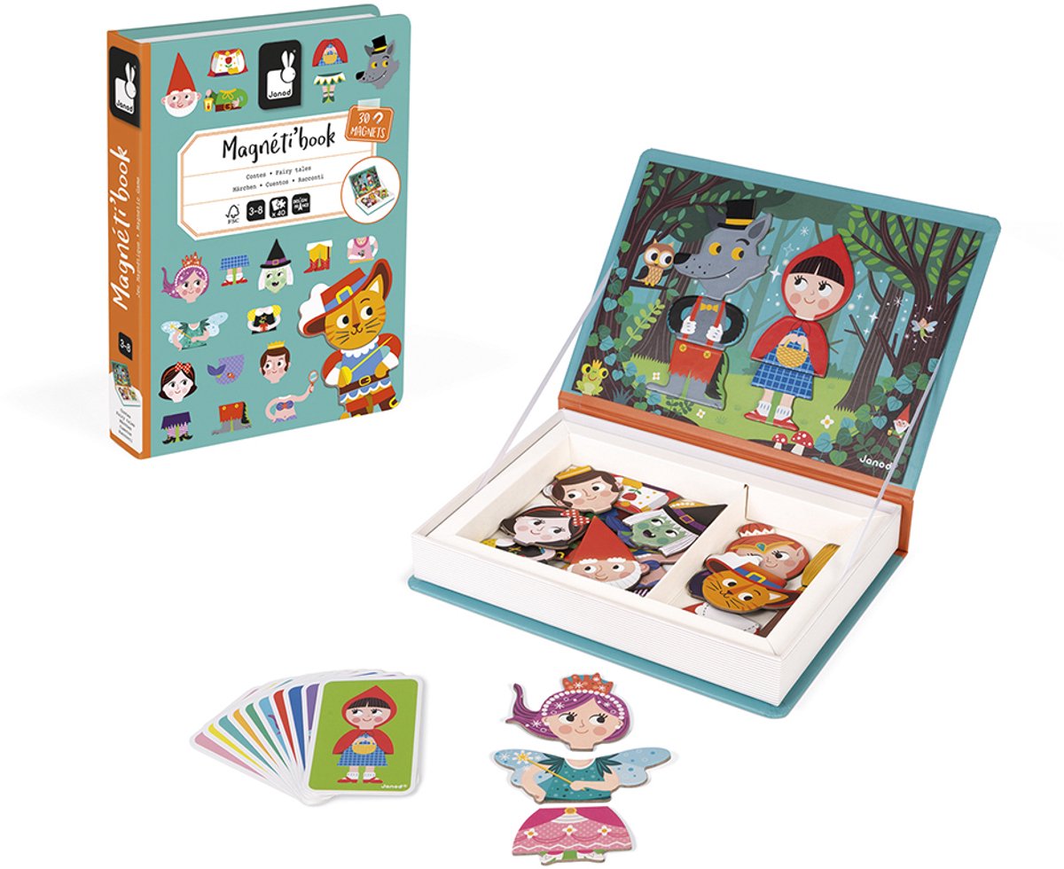 Janod - magnetibook - fiabe - set da gioco con libro magnetico
