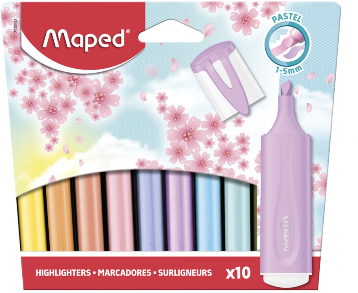 Maped office maped 740903, 10 pezzo(i), punta a scalpello, 1 mm, 5 mm, inchiostro a base d'acqua
