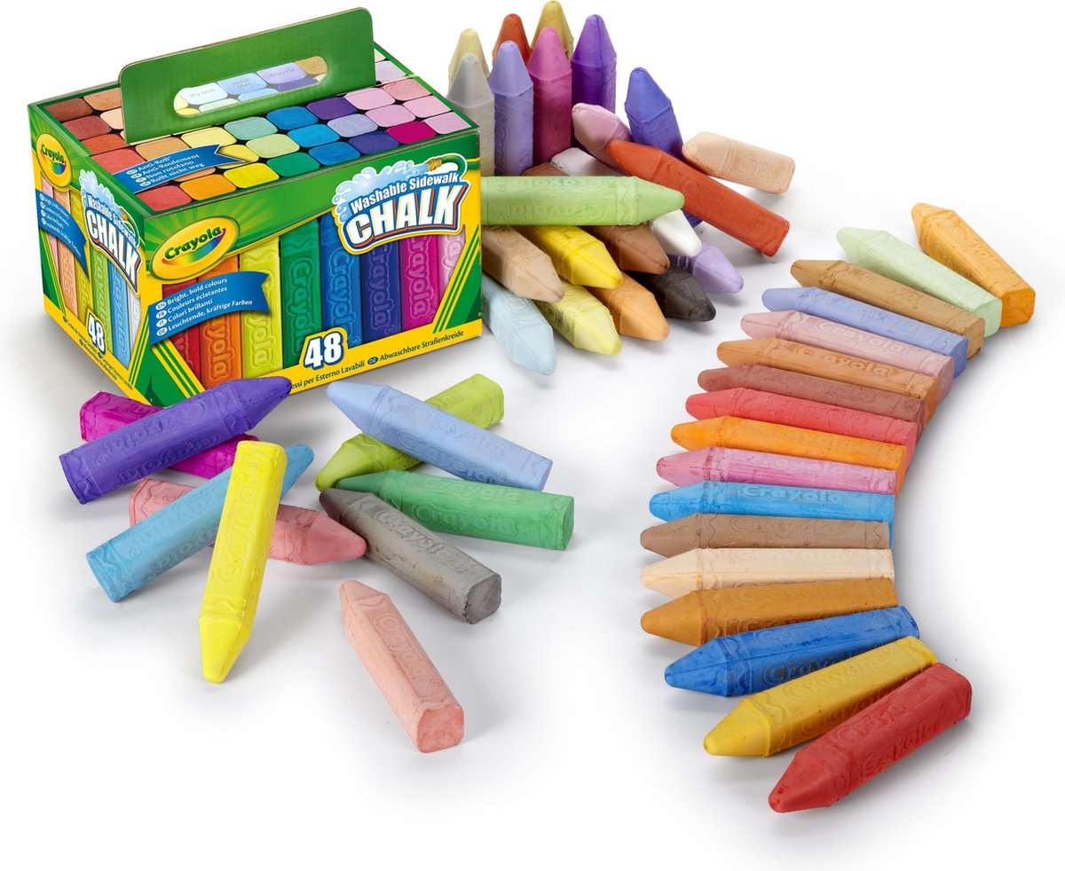 Crayola - Gesso da marciapiede - 48 pezzi di colori intensi - facile da lavare