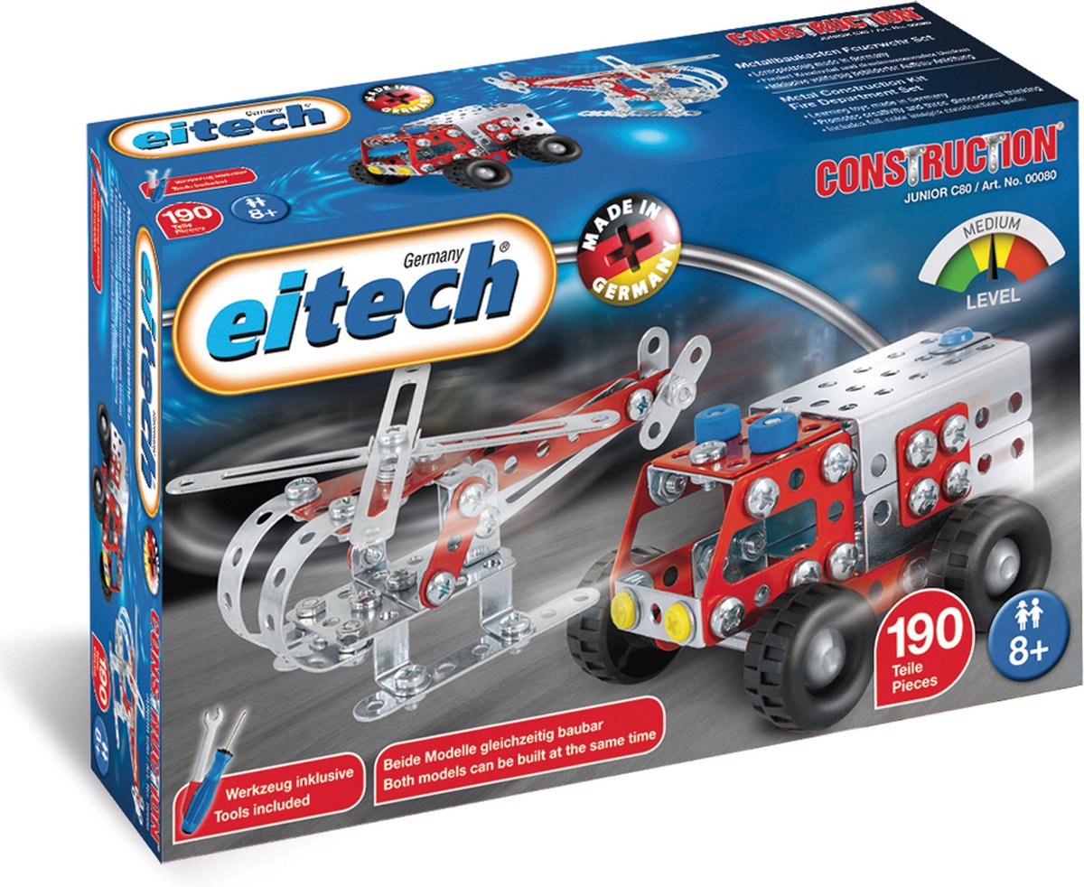 Set da costruzione Eitech autopompa antincendio in acciaio argento rosso 192 pezzi