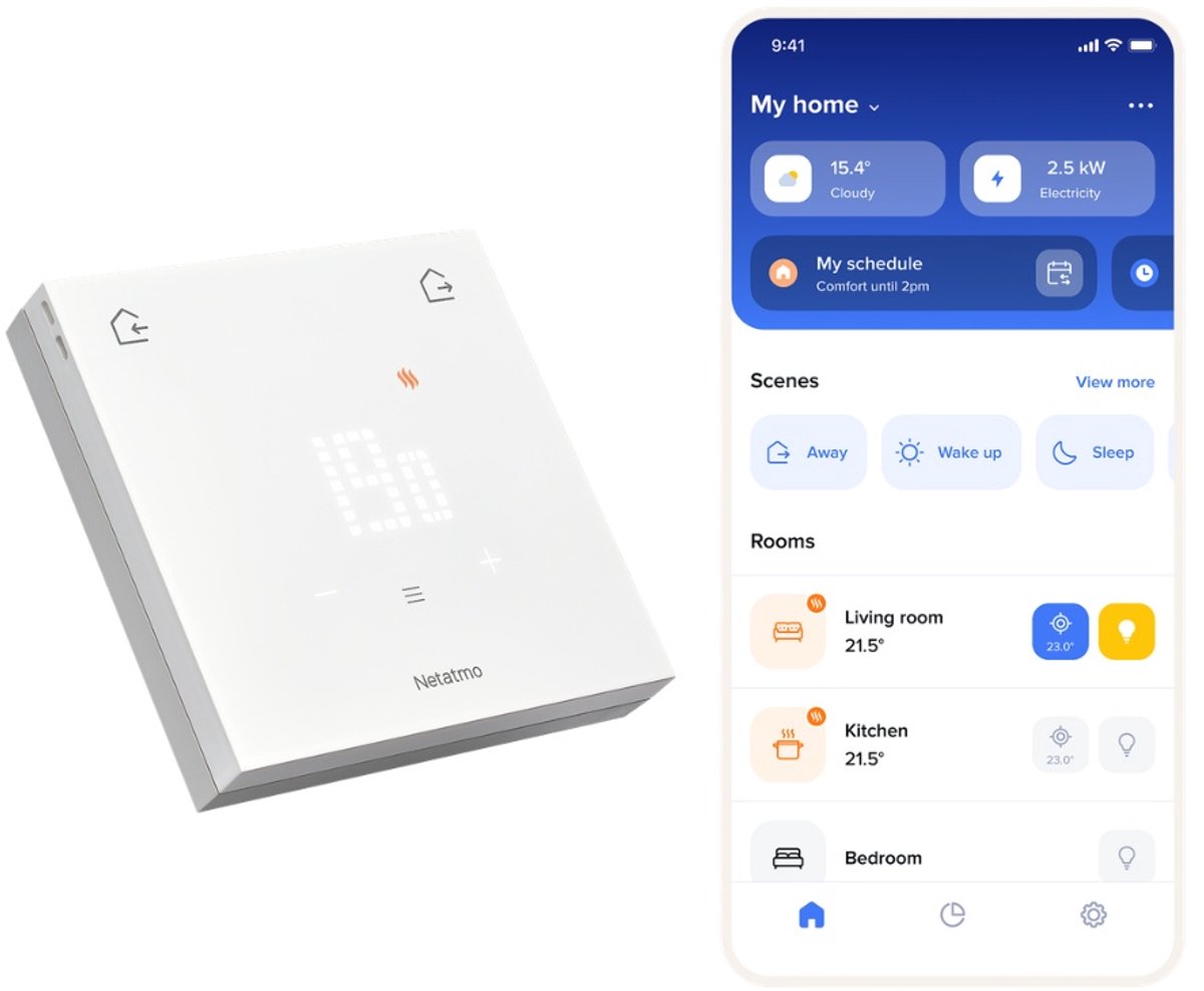 Netatmo smart thermostat original – wireless smart thermostat – app control, energy saving consumption insight – matter compatible – works with apple home, google home, alexa smartthings – white