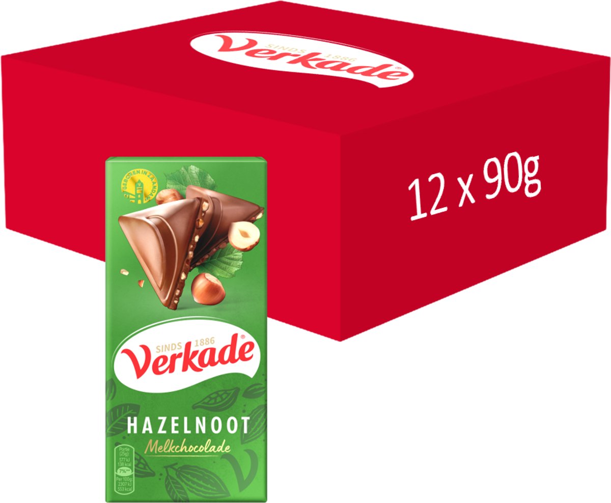 Barra Verkade leche de avellanas (12x 90g)