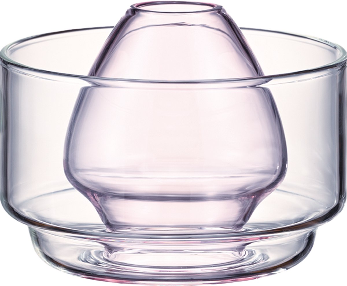 Hario matcha chasen houder met kom - hittebestendig glas - roze
