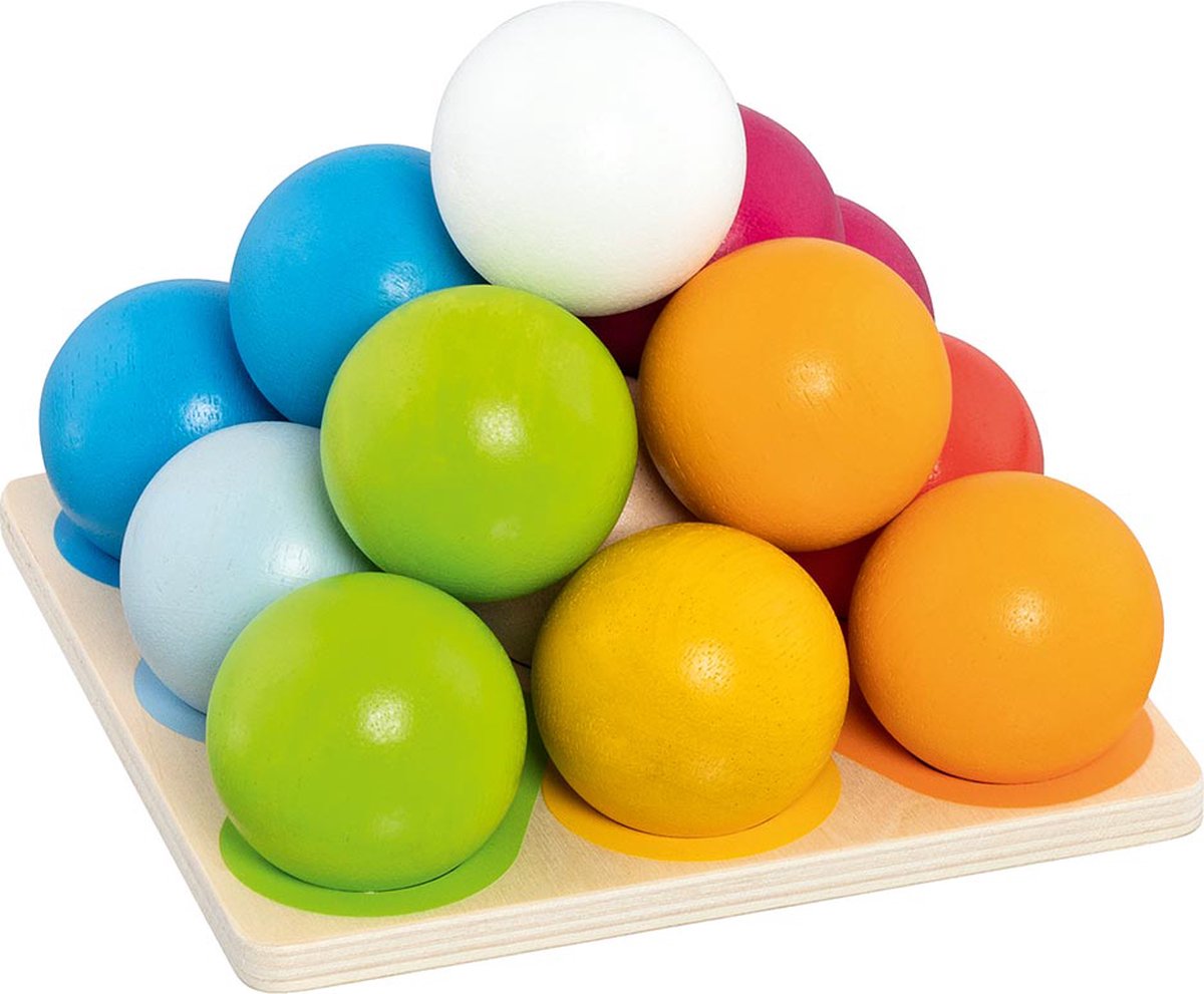 Juego de apilar Goki - pirámide de bolas - apilar y clasificar - madera - 1 año