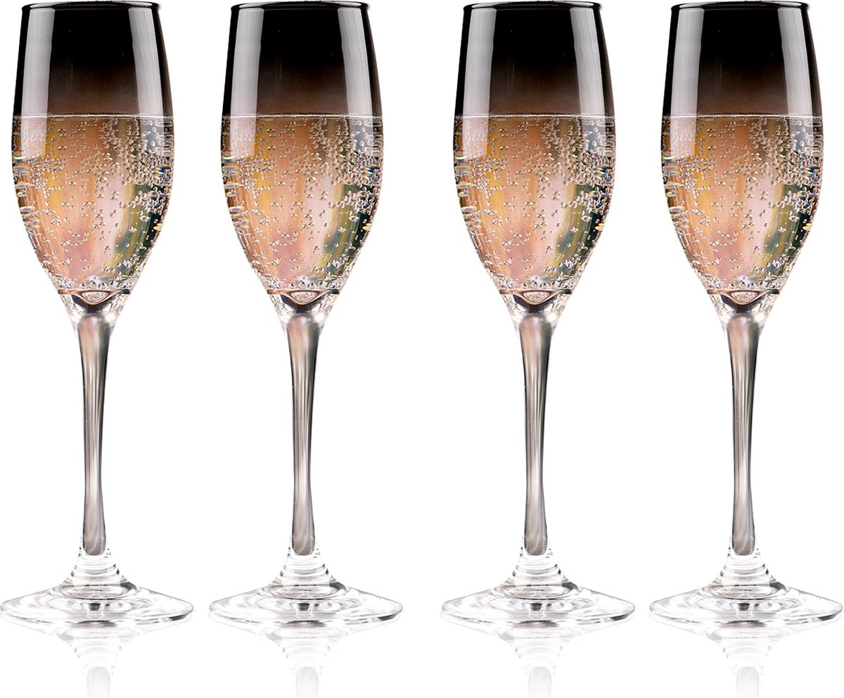 Alpina bicchieri da champagne set 4 pezzi - bicchieri da champagne fumé - adatti anche per prosecco e cava - flute da champagne per ogni occasione - bicchiere