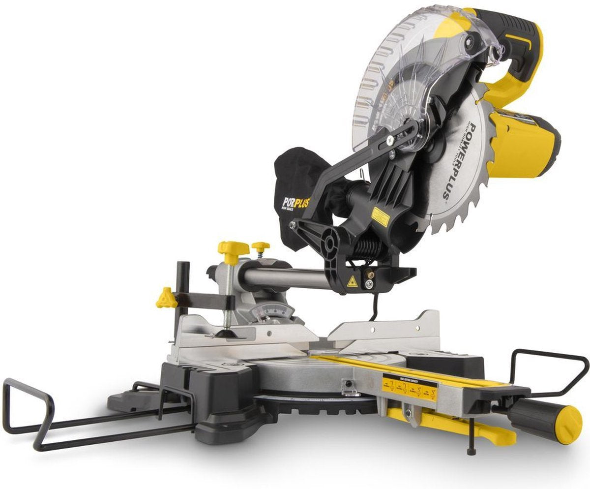 Powerplus powx075710s crosscut and miter saw - telescopic saw - 1600w - 210mm saw blade - telescopically extendable - incl. 24 teeth saw blade for wood, laser and side supports and vacuum cleaner connection