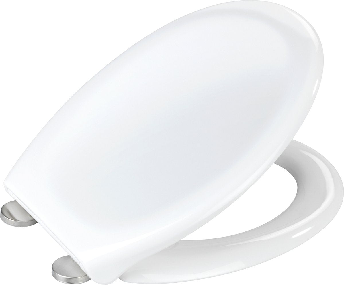 Wenko wc bril ios - wit thermoplast - easy-close softclose sluiting - fix-clip bevestiging afklikbaar in rvs - toiletbril - toiletzitting - wit