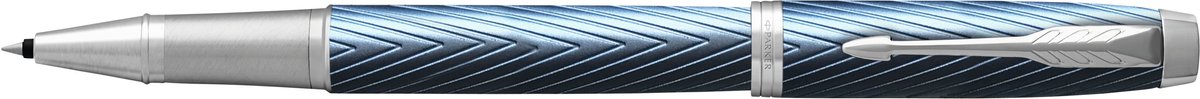 Parker im premium bolígrafo | gris azulado con detalle cromado | punta fina con recarga de tinta negra | caja de regalo