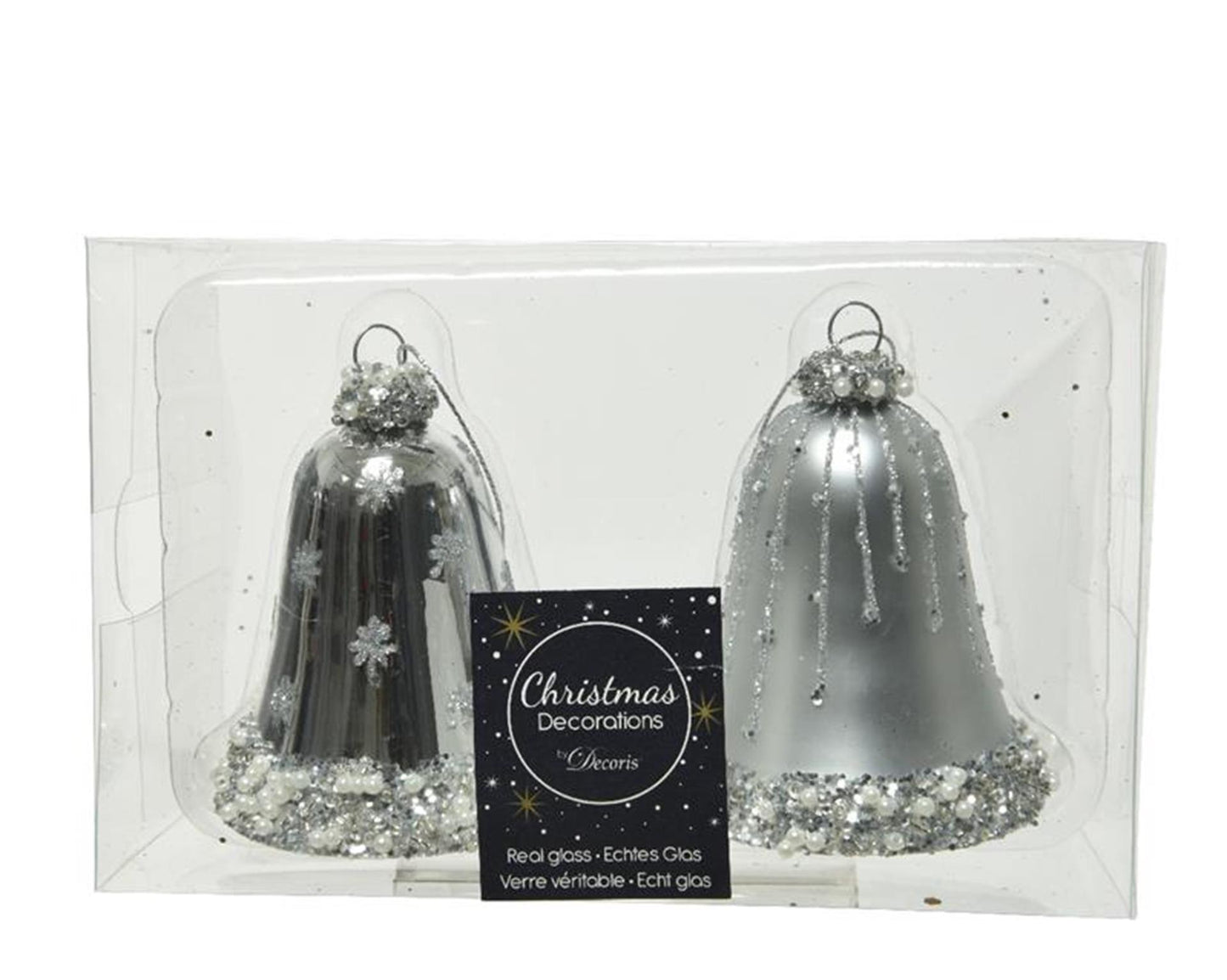Decoris Christmas Set orologio pendente set da 2 pezzi in argento
