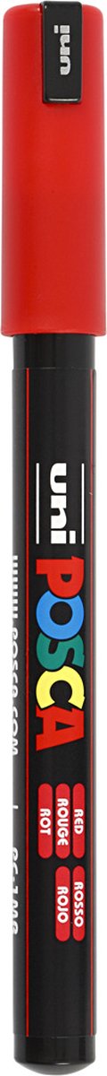 UNI-POSCA POSCA MARKER, AFM PC-1MR, spessore della linea 0,7 mm, extra-fine, rosso, 1 pezzo