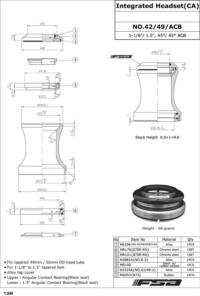 Fsa no. 42 49 auriculares acb
