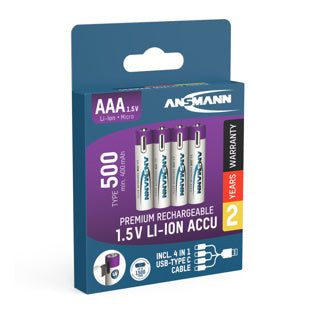 Batilías recargables USB AAA con cable de carga