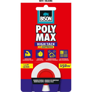 Bison Poly Max Tape White 1.5 m