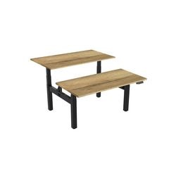 Zit-sta-bureau euroseats dual bench eiken, zwart eiken metaal