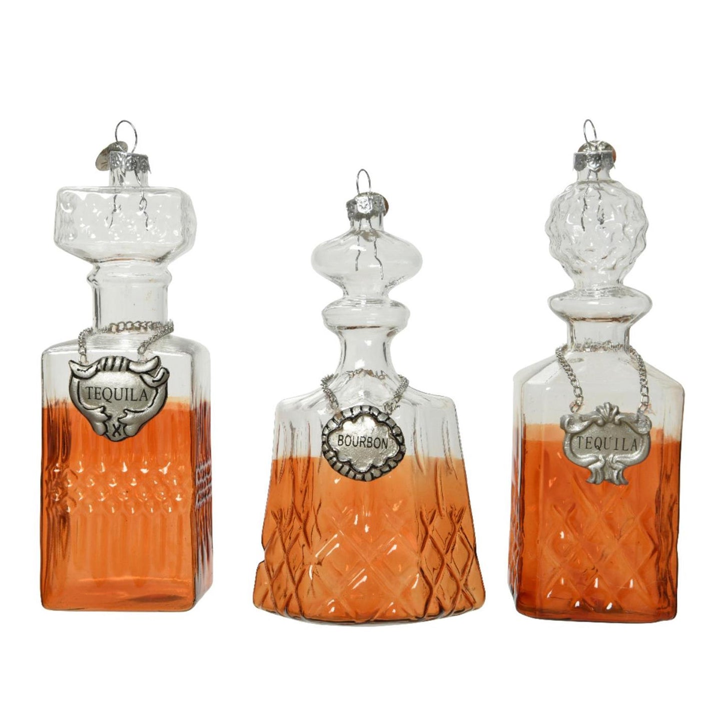 Decoris Colgante navideño botella de bebida cristal 6,3x12,3cm