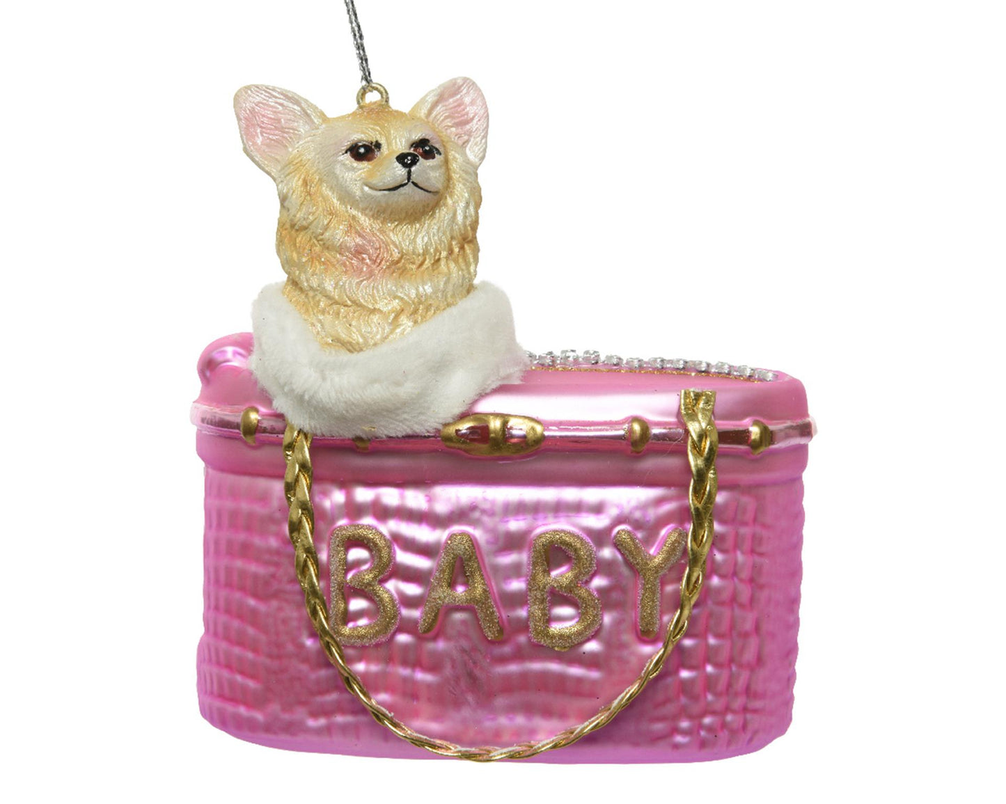 Decoris Natale ciondolo cane in vetro 10x5cm