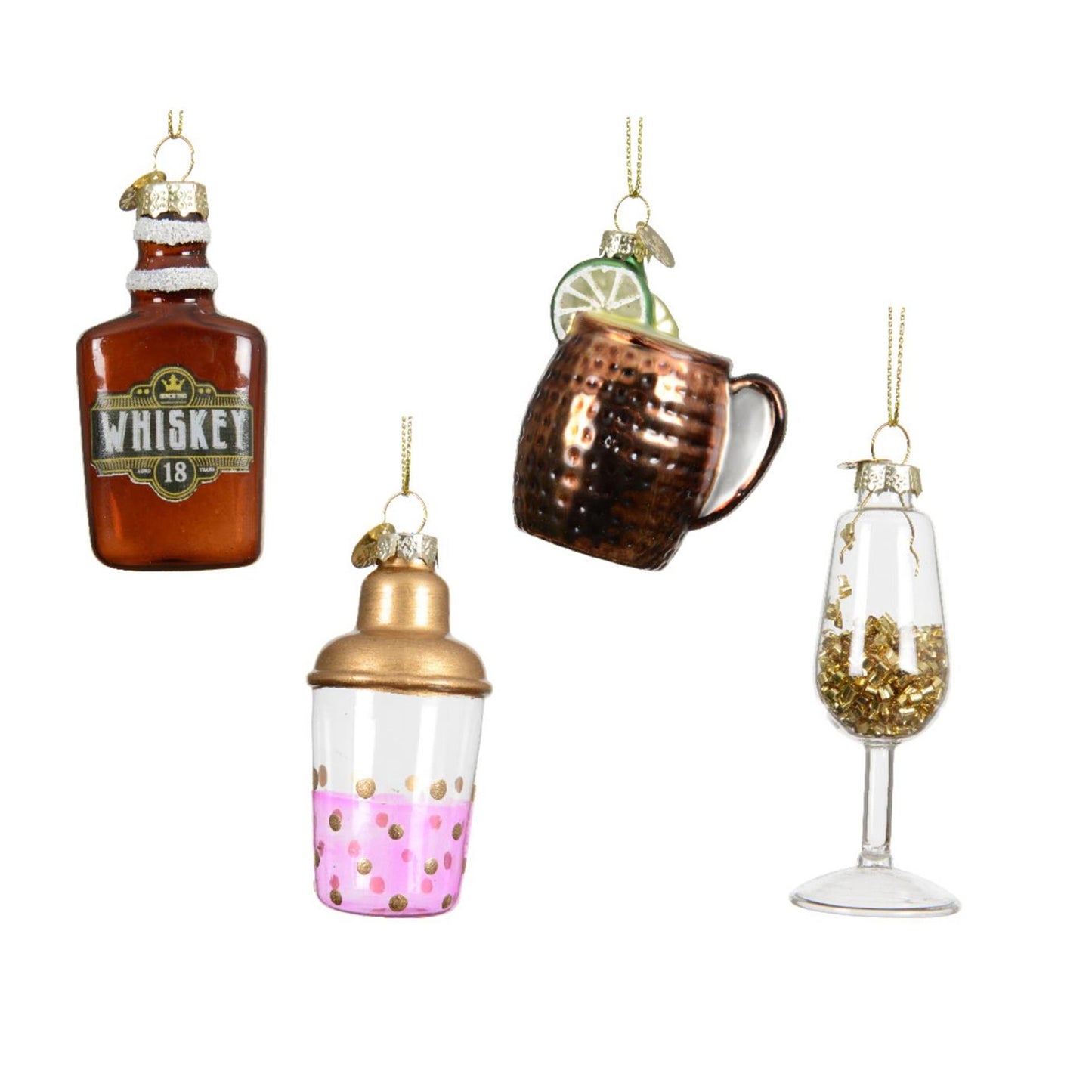 Decoris Colgante navideño botella de bebida vaso ø8,5cm