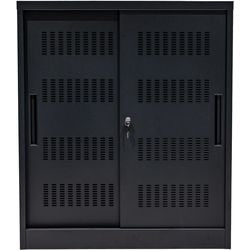 Mueble con puertas correderas euroasientos negro 900 (an) x 400 (pr) x 1.050 (al) mm