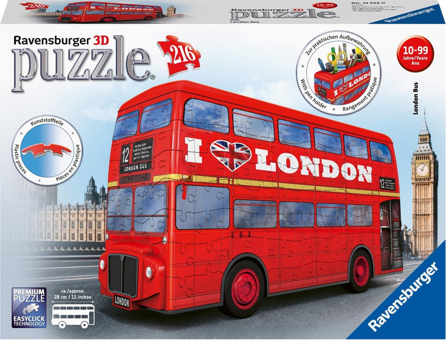 Ravensburger puzzle 3D autobus londinese 216 pezzi
