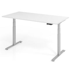 Scrivania sit-stand vlxk6516 w s legno, metallo grigio chiaro, bianco